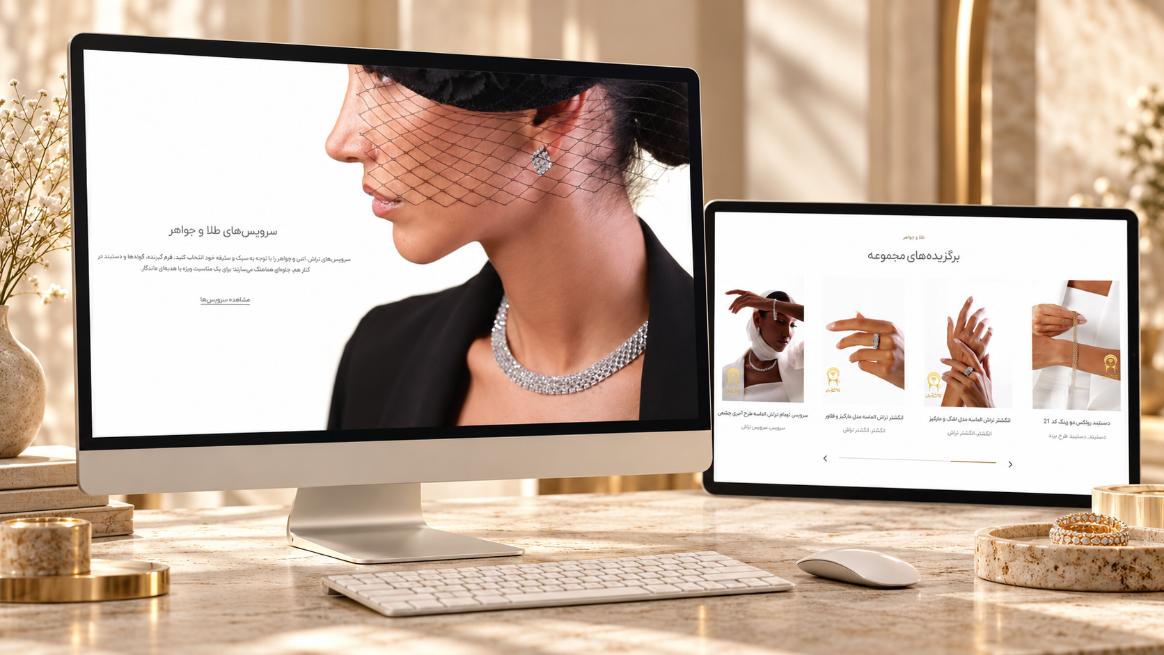 موکاپ سایت جواهری حاج بهرام مقصودی